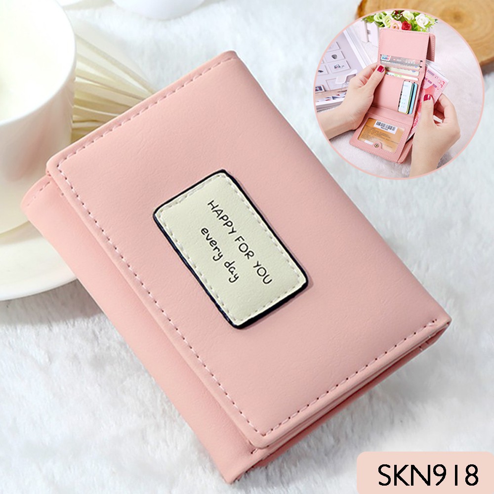 Skn918 Short Type Korean Style Woman Wallet Happy For You Everyday Handbeg Wanita Shopee Malaysia