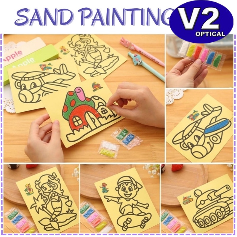 Colorful Sand Painting Drawing Handmade Sand Art Cards DIY Color Art