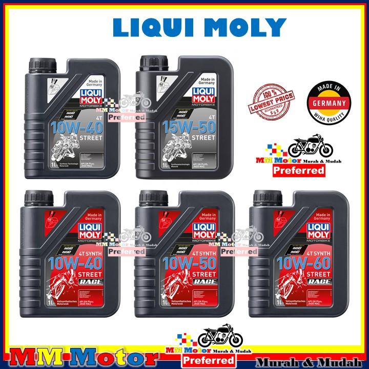 ORIGINAL LIQUI MOLY MINYAK HITAM 4T ENGINE OIL SYNTHETIC FULLY STREET RACE SEMI 15W50 10W40 10W50 10W60 / OIL FILTER