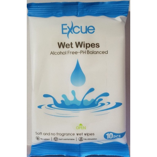 Excue Wet Wipes Alcohol Free - 10pcs/pack