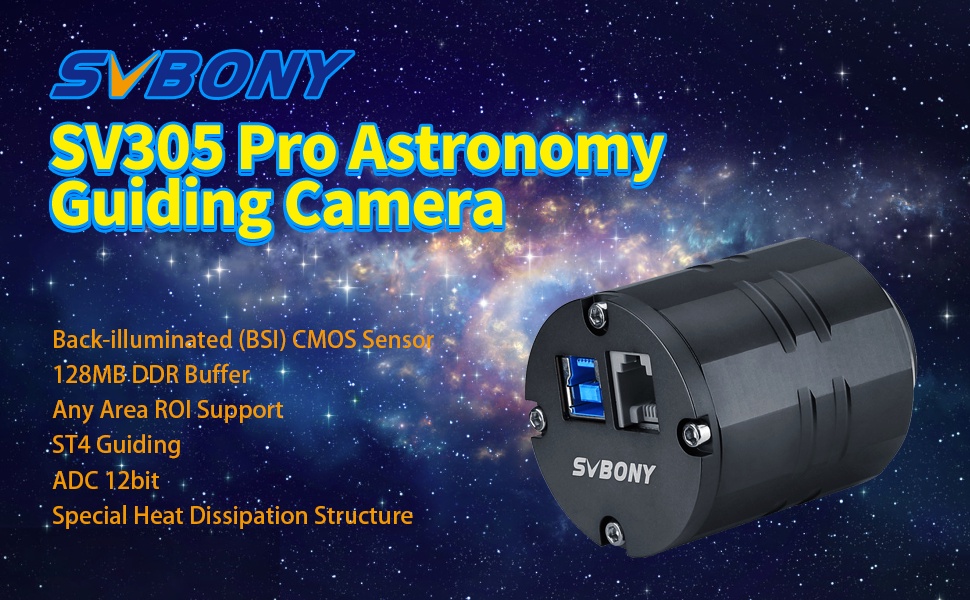 2MP USB3.0 Telescope Camera SVBONY SV305M Pro Astronomy Camera 1.25 Inches Monochrome Camera and Guide Camera for Astrophotography 