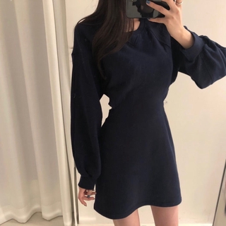 Autumn Winter Women S Long Sleeve One Piece Dress Shopee Malaysia