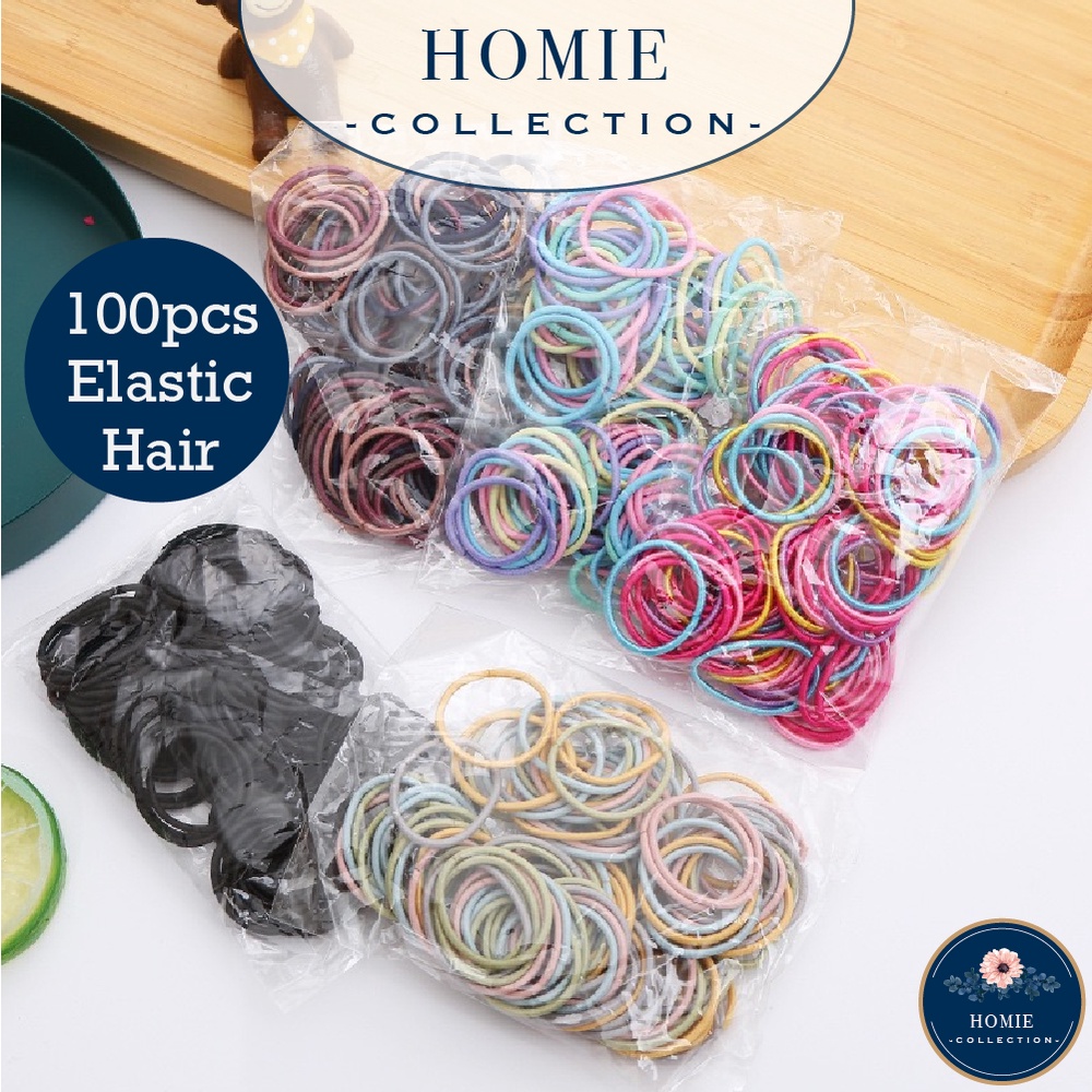 100PCS Elastic Rubber Hair Ties Fashion Hairband Getah Rambut Hair
