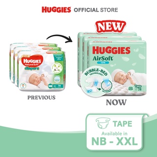 Image of Huggies AirSoft Tape Super Jumbo Pack - NB78/S70/M60/L50/XL44/XXL34 (3 Packs)