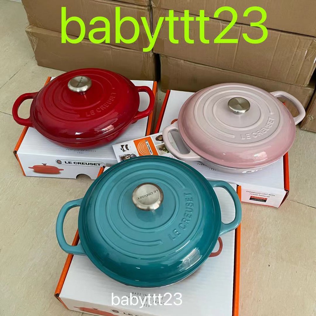 Ready Stock Le Creuset Warna Sejuk Periuk Penuangan Besi Kuali Makanan Laut 26cm Gemini