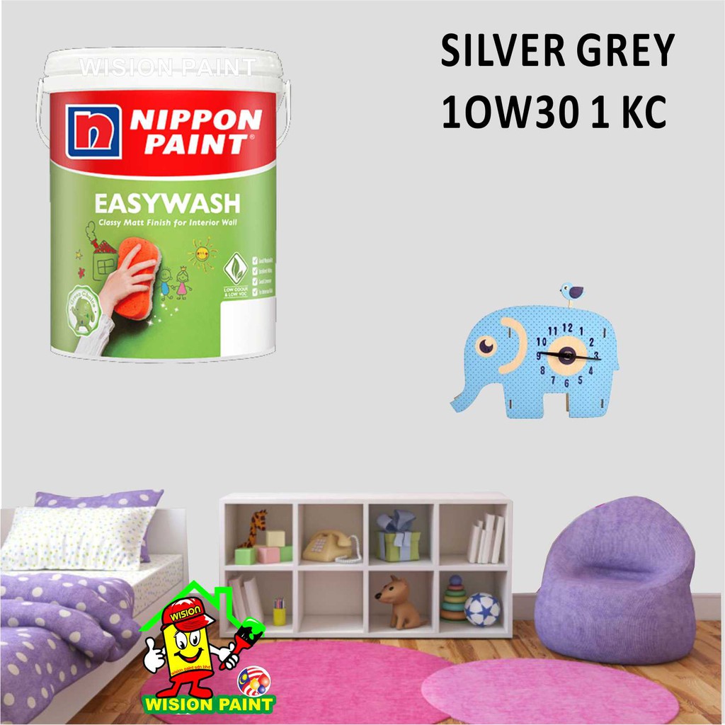 SILVER GREY 1OW30 1 KC ( 1L ) Nippon Paint Interior Vinilex Easywash