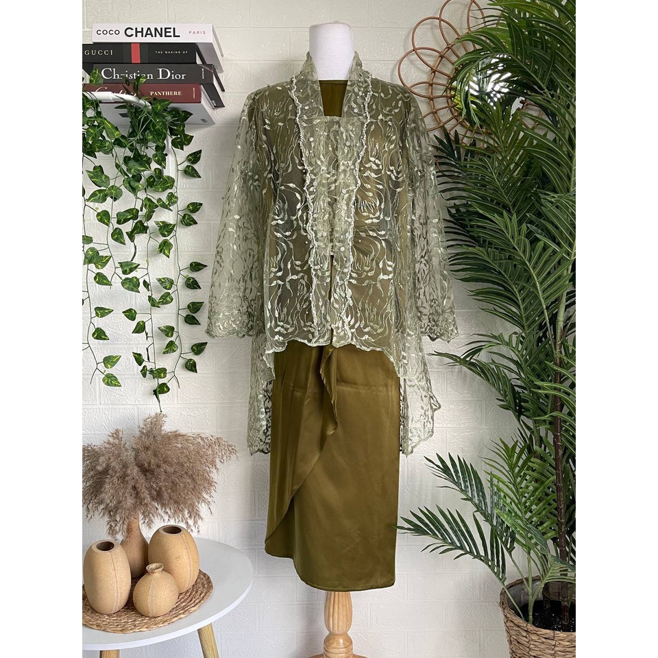 Three Piece Set Baju Kebaya Modern Lace | Shopee Malaysia