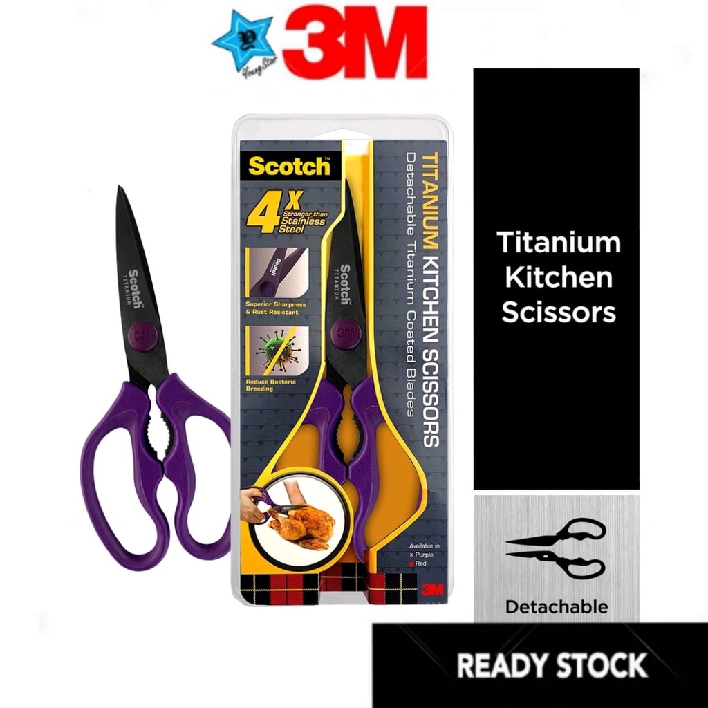 3M Scotch Titanium Kitchen Scissors Detachable (Purple) Titanium