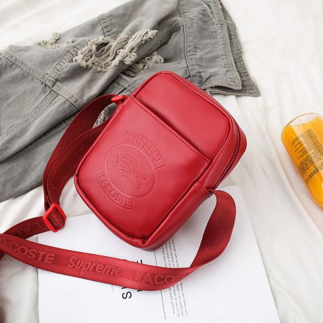 lacoste sling bag red