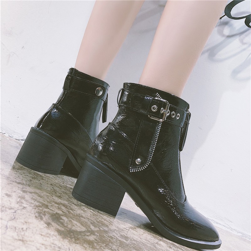 high heel round head martin boots