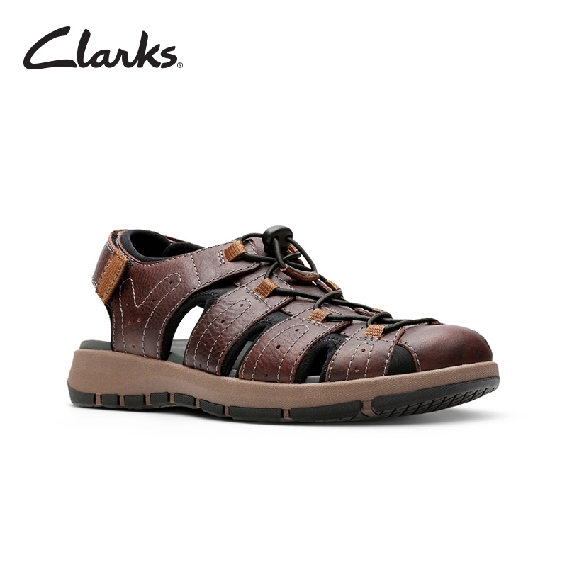 clarks mens brown leather sandals
