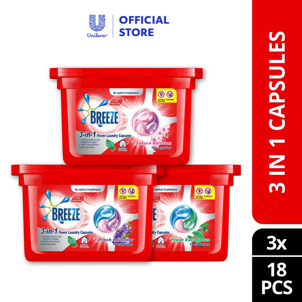 Breeze 3in1 Capsule Detergent Fresh Lavender + Sakura Blossom + Fresh