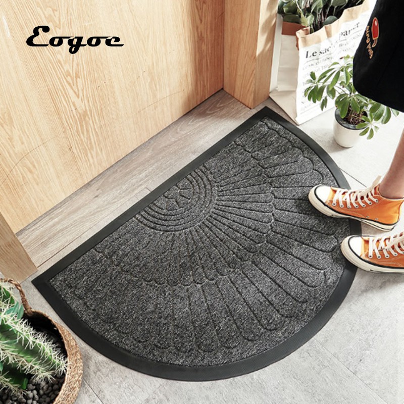 Outdoor Door Mat Semicircle Rubber Welcome Doormat Non-Slip Entrance Rug 