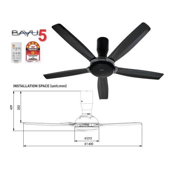 Clearance Sales Panasonic Bayu 5 Ceiling Fan F M14d5 Dg 56