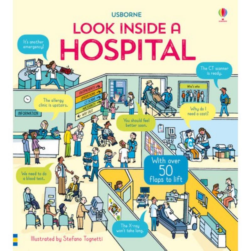 Usborne Look Inside a Hospital Lift-the-Flaps Education Learning Picture Board book 医院百科全书翻翻书