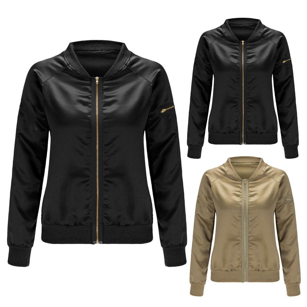 Wanita Jaket  Pengebom Klasik Jaket  Vintage Zip Up Biker 