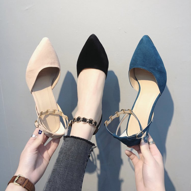 Sepatu Murah  Women high heels  shoes  chunky 6 8cm sandals  