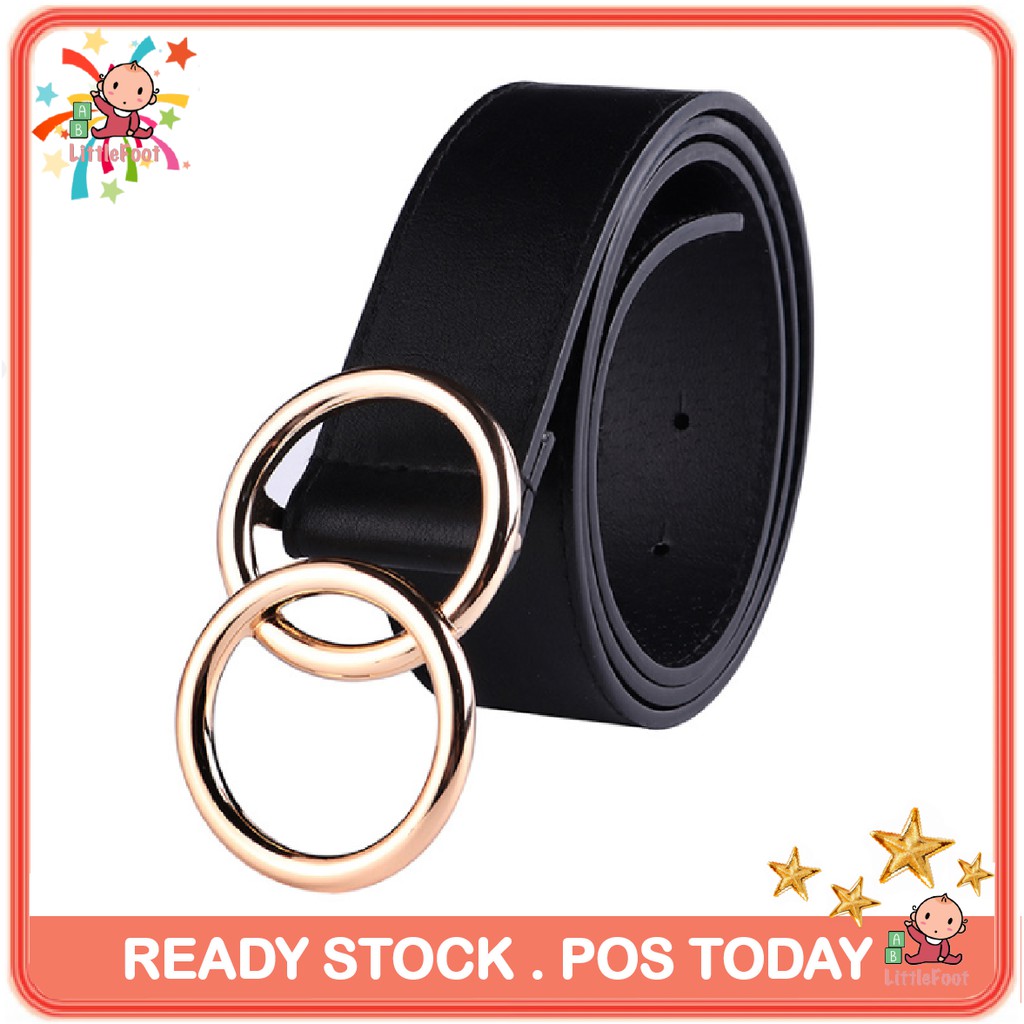 Ready Stock Littlefoot Women Black Designer Brand Punk O Ring Belt Fashion Round Metal Belt N0168 Shopee Malaysia