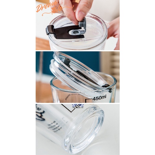 Dreamtale 450ml Juice Glass Bottle Transparent Glass Mug with