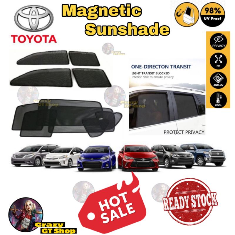 TOYOTA Car Magnetic Sunshade Vios Vigo Yaris Fortuner | Shopee Malaysia