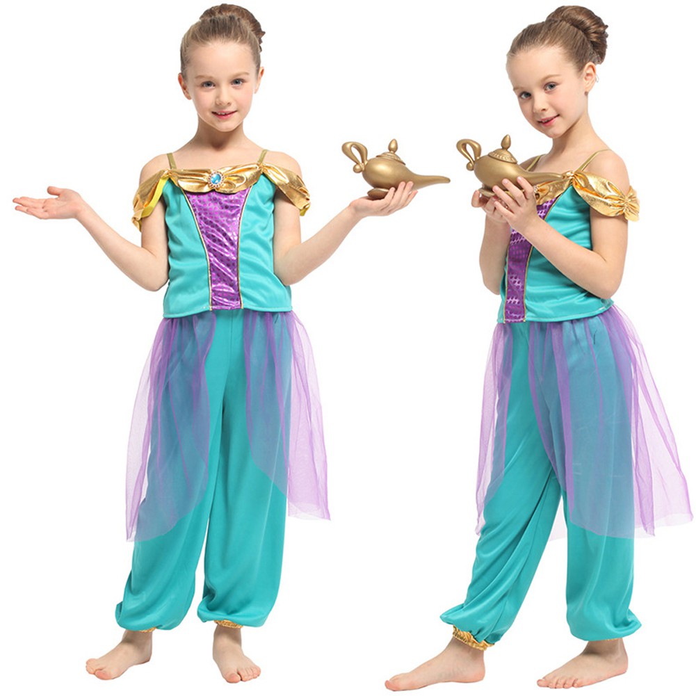 Aladdin Kids Jumpsuit for Halloween Role-Play Party Girls Jasmine Princess Costume