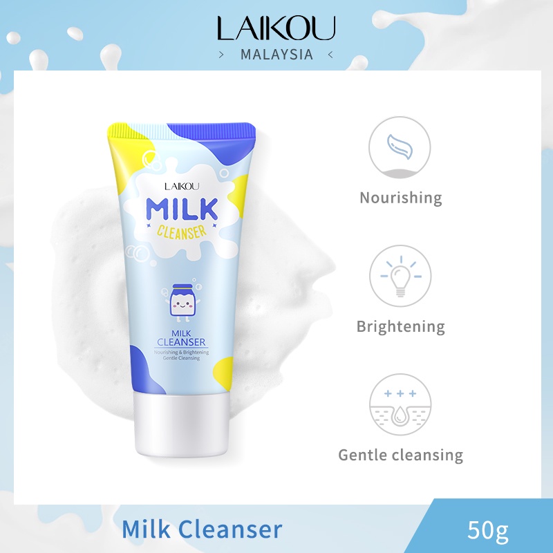 LAIKOU Milk Whitening Facial Wash Deep Cleansing Foam Cleanser ...