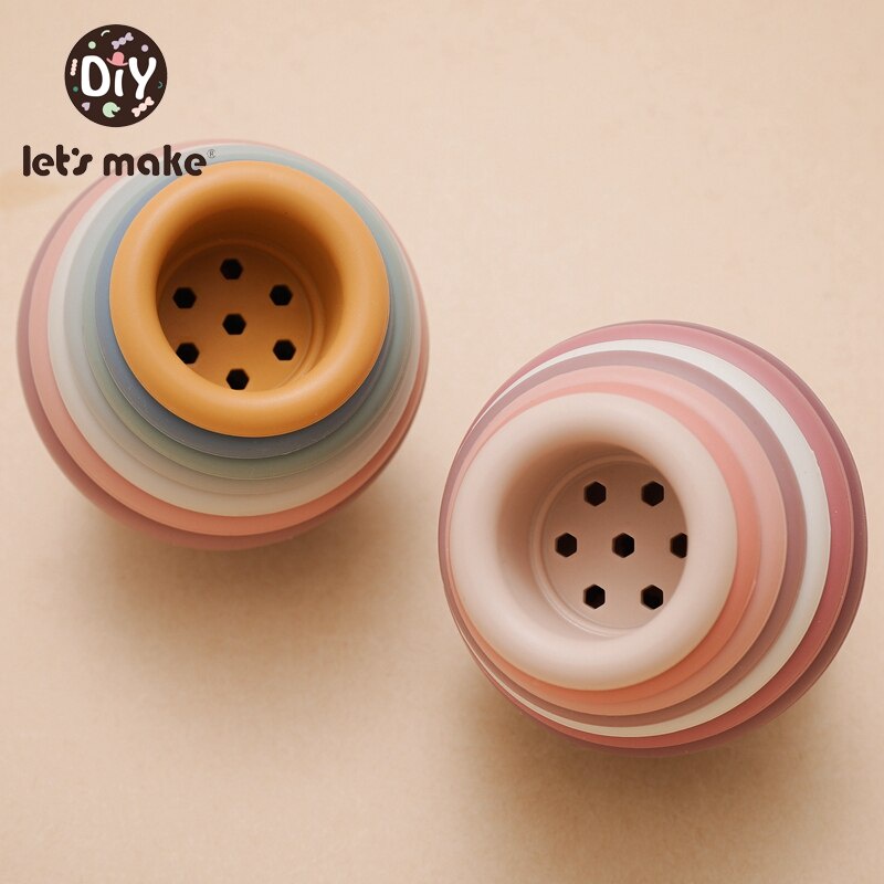 Have Must Baby Stacked Cup Silicone Building Block Montessori Education Toy Hourglass Plastic Folding Tower Bath Game... - Image 3