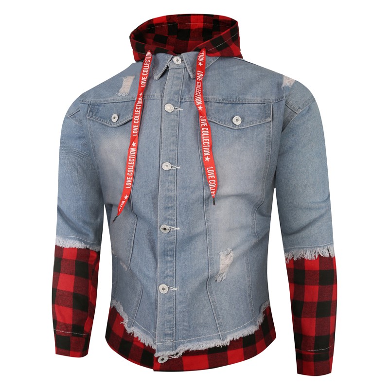 plaid jean jacket mens