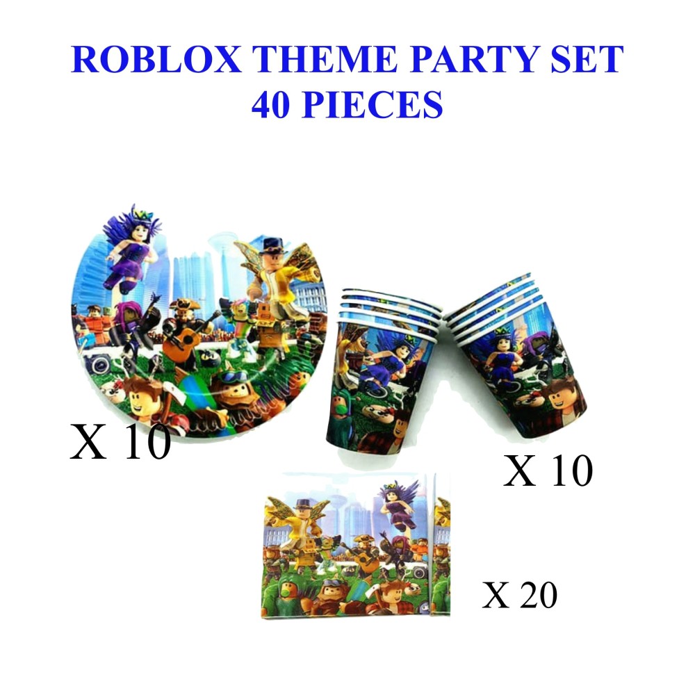 Roblox Theme Party Set Paper Plates Cups Napkins For Birthday Party Shopee Malaysia - roblox plates and napkins