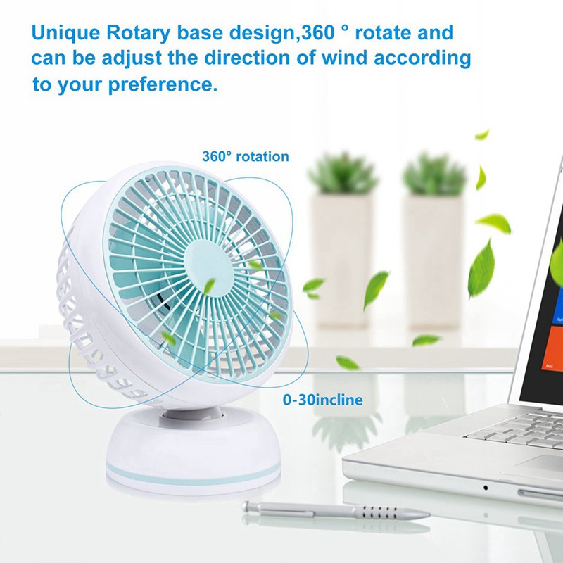 Desk Fan Quiet 7 Inch Fans With 3 2 Ft Retractable Usb Cable 360