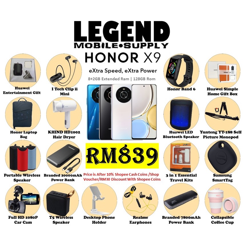 Honor X9 (4G)(5G) (8GB+2GB Extended Ram)+128GB Rom (10 Shopee Cash