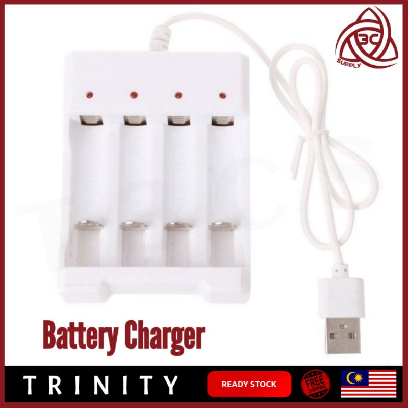USB 4 Slots AAA AA Rechargeable Battery Fast Independent Charging Dock