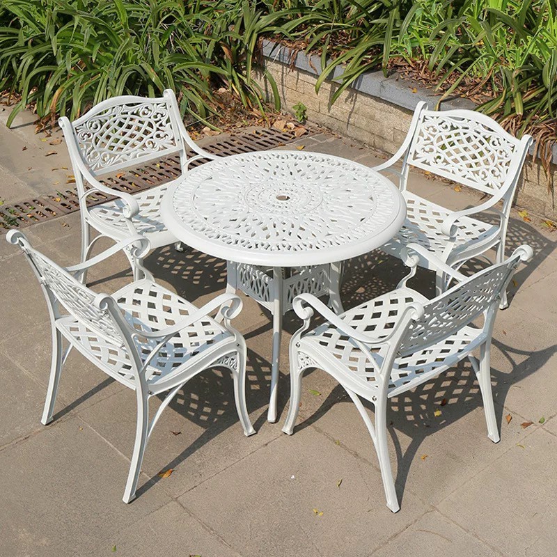Outdoor Patio Cast Aluminum Dining Table And 4chairs Anti Rust Iron Art Leisure Terrace Furniture Ee Malaysia - Cast Aluminum Or Iron Patio Furniture
