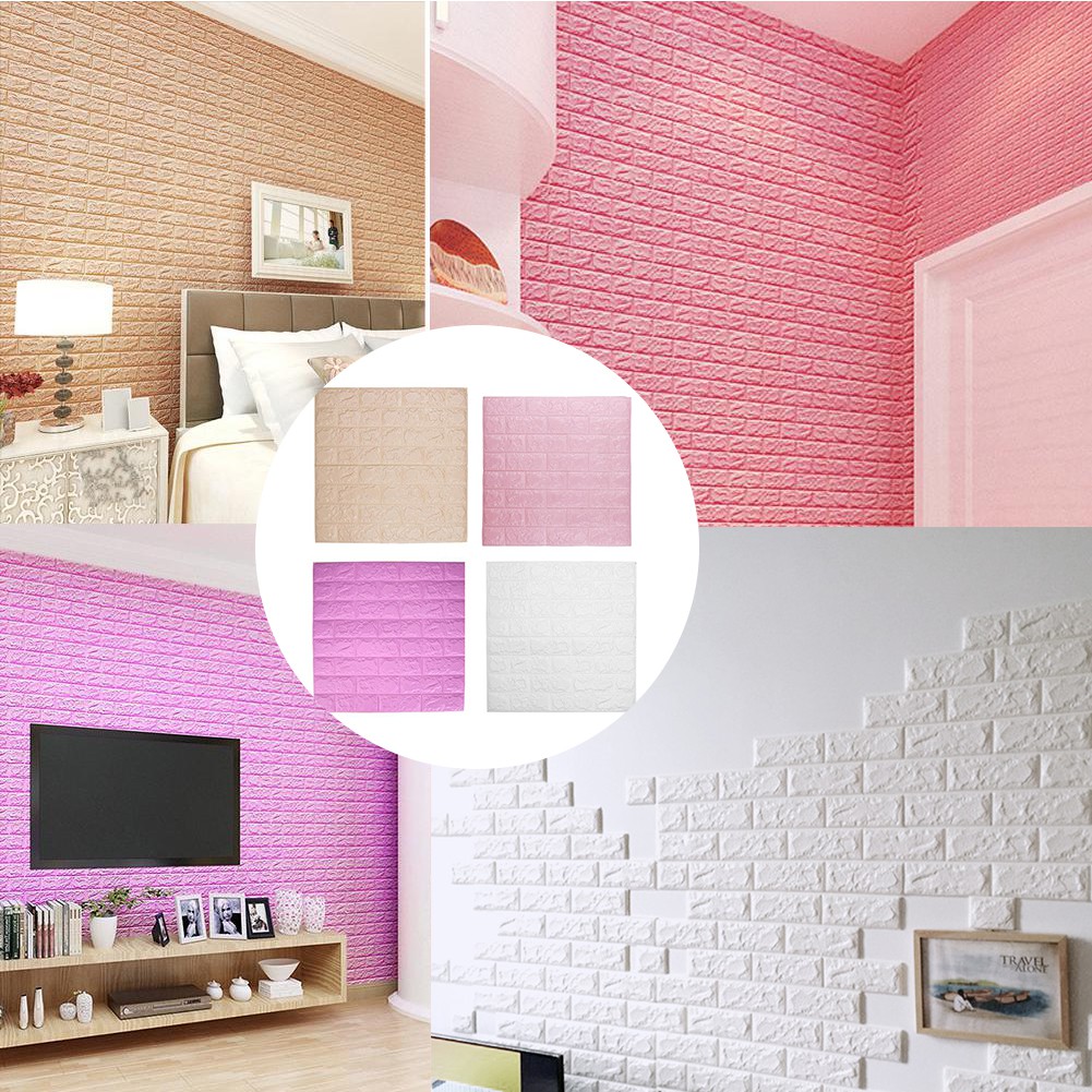 3D PE Foam Wall Stickers DIY Brick Wallpaper Wall Decor ...