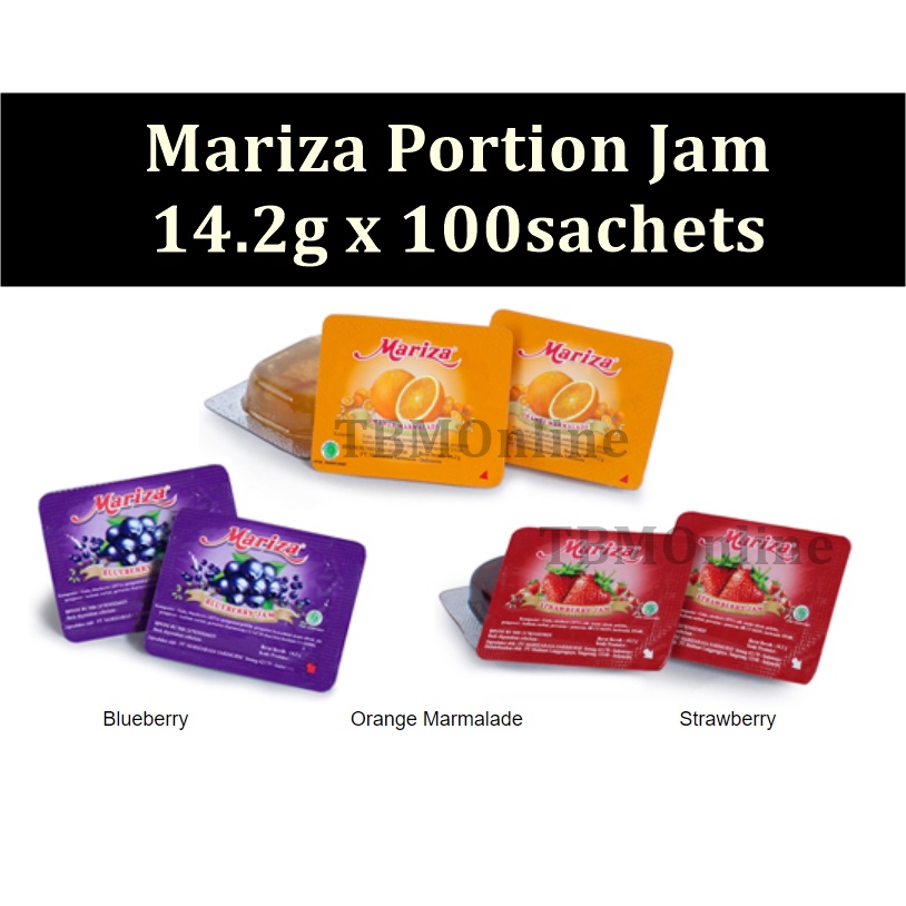 Mariza Portion Strawberry Jam / Orange Marmalade Jam 14.2g x 100 sachets [Jem Strawberi / Oren