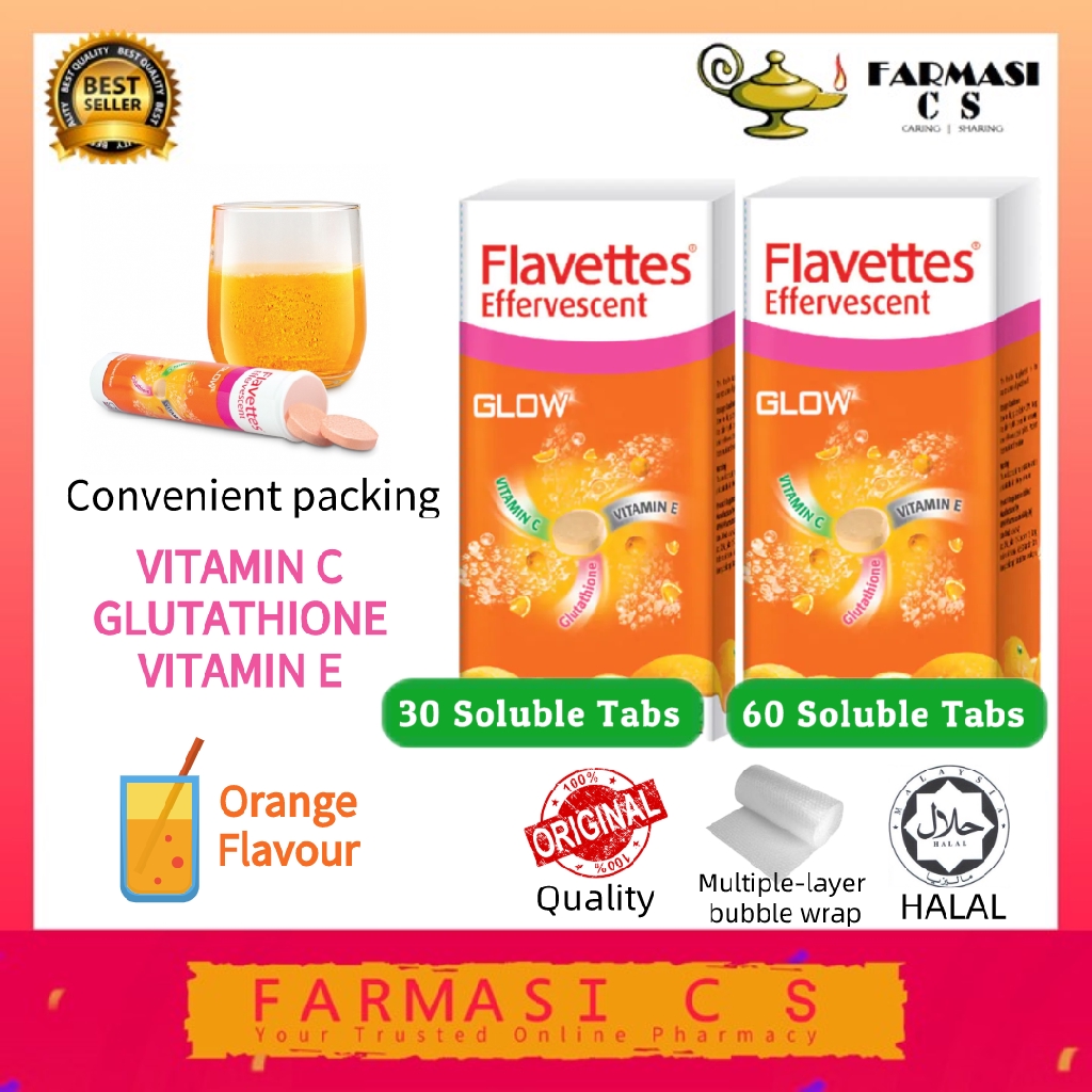 FLAVETTES EFFERVESCENT GLOW Vit C 1000mg + Glutathione E ...