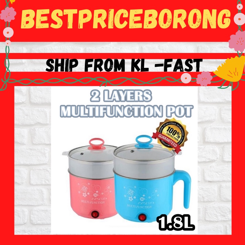 2 Layer Mini Cooker1.8L Multi Cooker Mini Cooker Lopol Electric Stainless Steel Multi Cooker Mini Rice Cooker Steamer