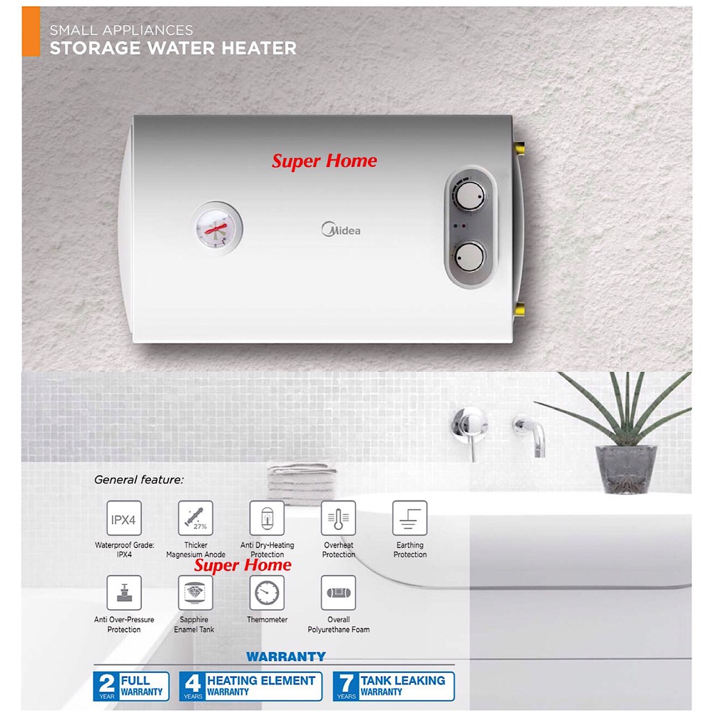 Midea MSH50VH Electric Storage Water Heater 50L (Horizontal