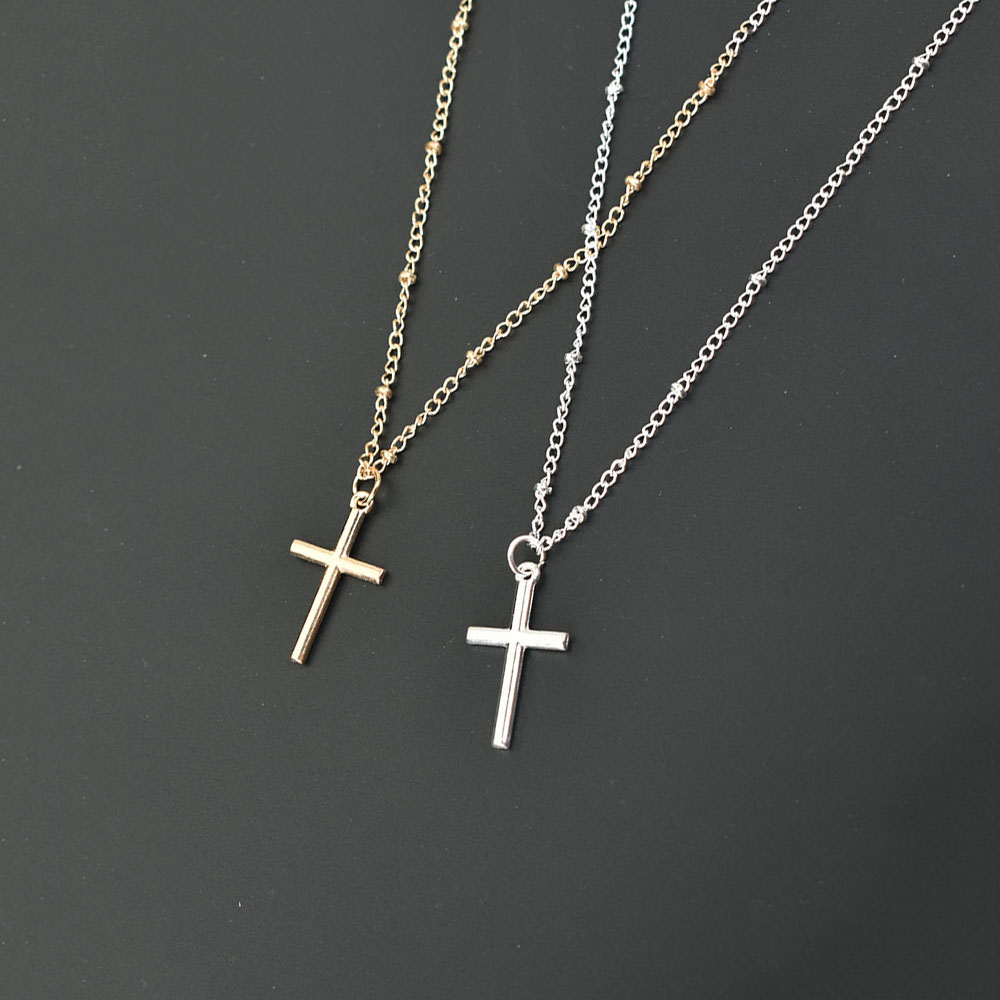 Classic Retro Cross Pendant Necklace For Women Gold Silver Chain Choker Necklaces Fashion Christian Religious Jewelry