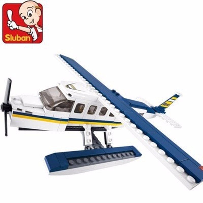 214PCS Sluban 0361 Military Navy Seaplane Airplane City Plane Model Building Blocks ingly Compatible Sets Creator Bricks Figures Educational Toys for Children