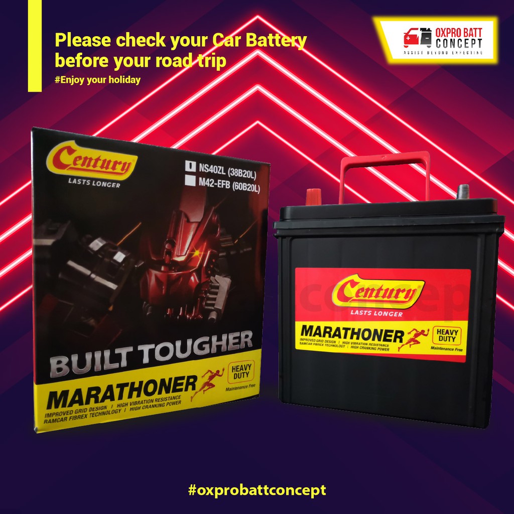 Century NS40ZL Marathoner Car Battery MF NS40L NS40 for ...