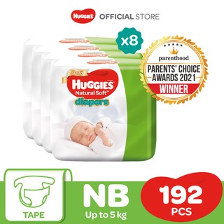 Image of Huggies Ultra Natural Soft Diapers NB 24 Eco Pack x 8 packs