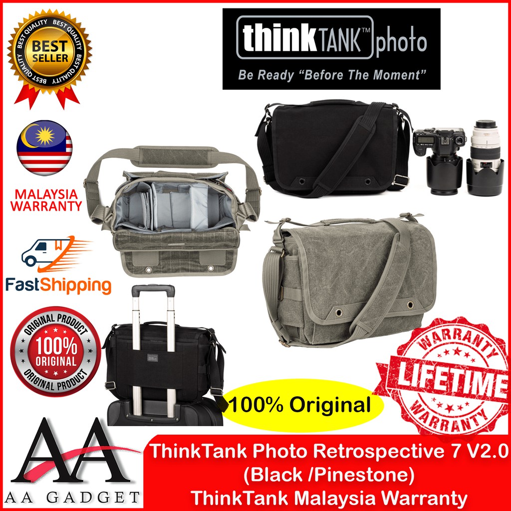 Think Tank Photo Retrospective 7 V2.0 Shoulder Bag (Black /Pinestone) Ship from Malaysia 100% Original Think Tank