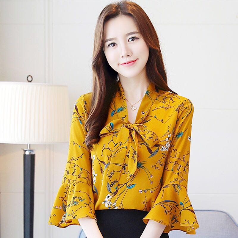  Ladies  Chiffon Blouse  Long Sleeve Shirts Women s Casual 