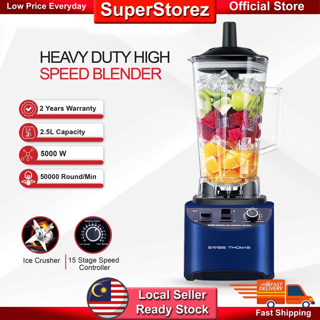 Superstorez Heavy Duty High Speed Blender 2.5L 5000W 50000Round/Min Ice Crusher Pengisar Fruits Nuts