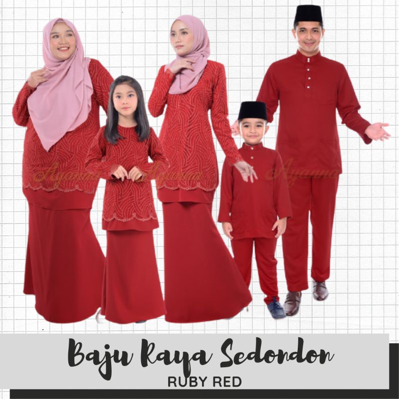 Buy Baju Raya Sedondon Tema Warna Ruby Red Merah Cili Set Family Ayah Ibu Anak Baju Kurung Baju Melayu Kurta Ay2021 Seetracker Malaysia