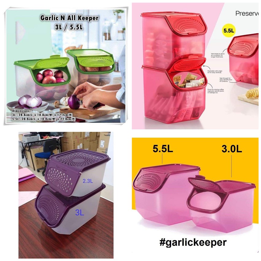 Tupperware Garlic Keeper 3L+5.5L  or 3L or 2.3L