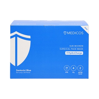 Image of MEDICOS 4 Ply HydroCharge Face Mask Santorini Blue 50s