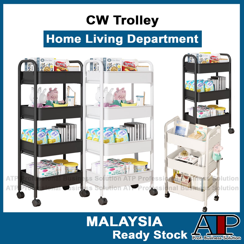 Furniture 🛋️ Troli Simpanan Multifunction Storage Trolley Rack Office Shelves Home Kitchen Rack With Plastic Wheel LHTP