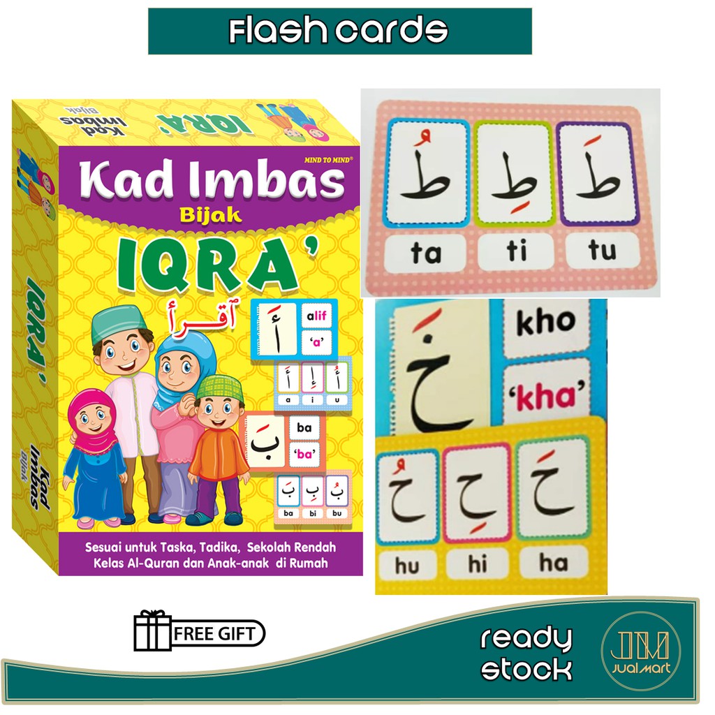 Flash cards IQRA alif ba ta Kad Imbas buku muqqadam kanak kanak alat bantu mengajar mengaji baca al quran learning book